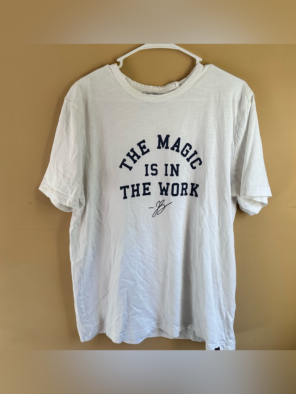 Faherty Jalen Brunson Shirt The Magic Is In The Work NY Knicks White Tee Large